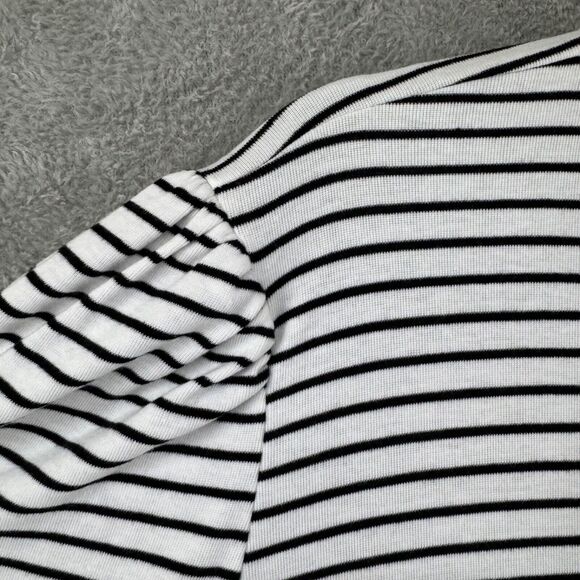 Draper James Top Womens XXL White Black Striped Mock Neck Long Puff Sleeve New - Picture 5 of 16